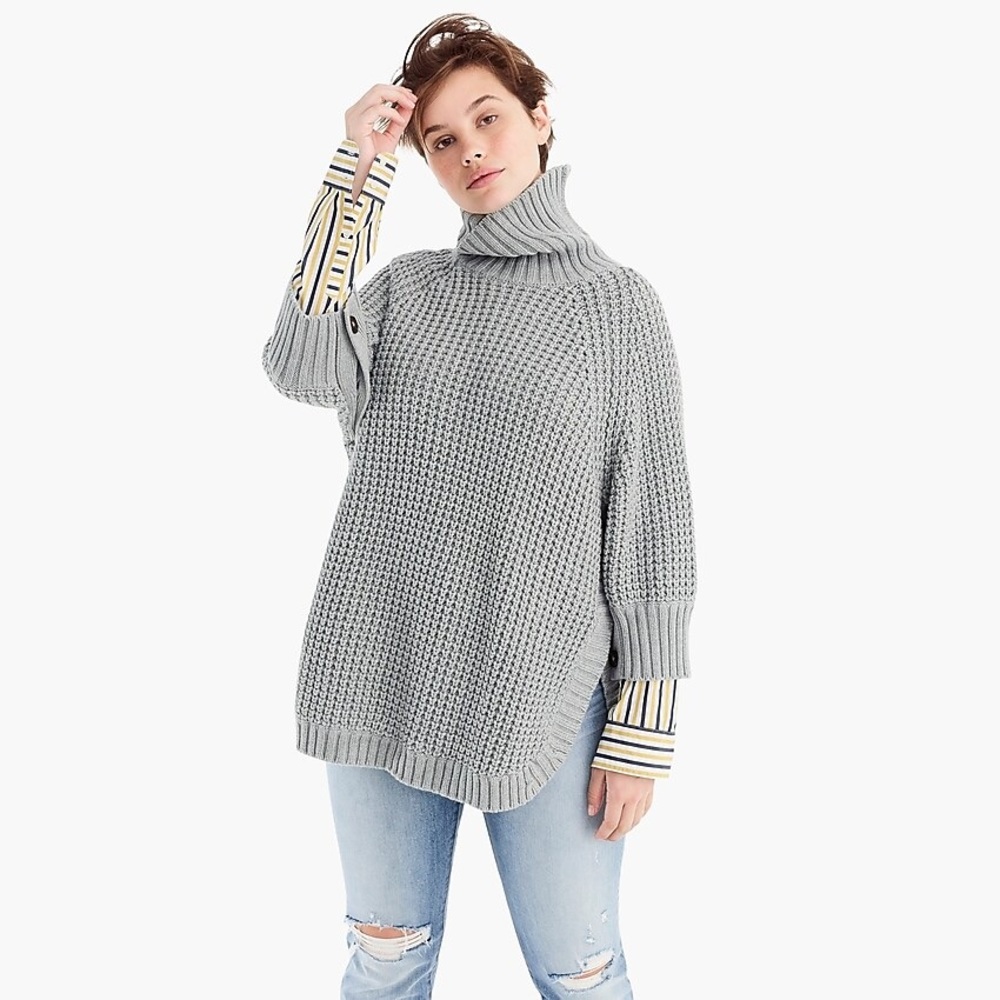 💫 J.Crew Button Sleeve Turtleneck Poncho